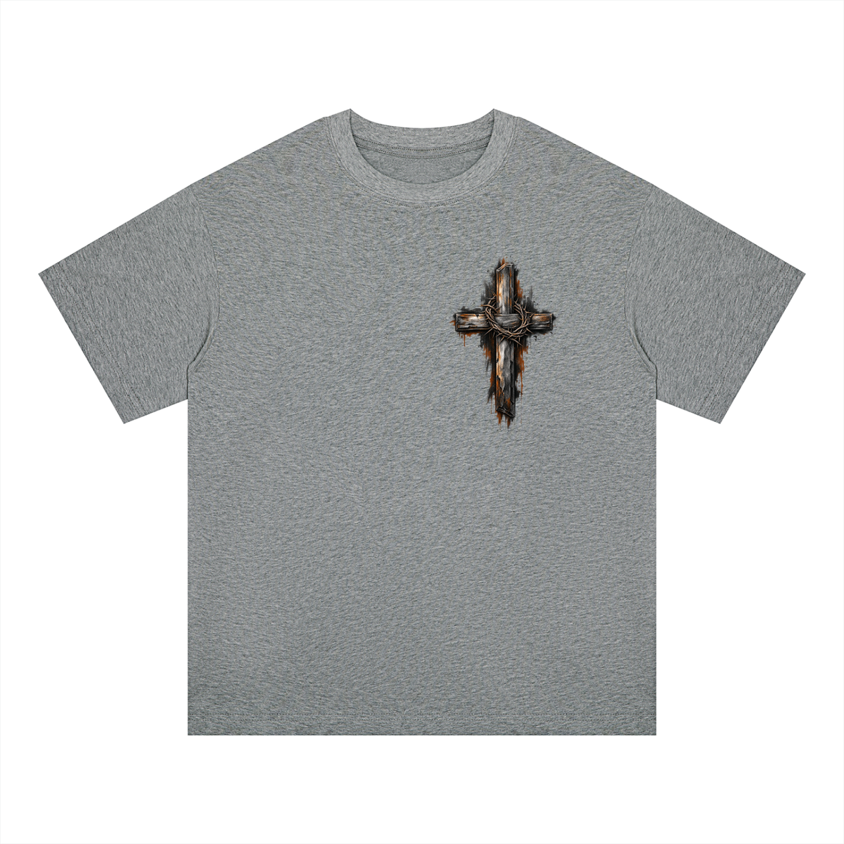 Men's Wooden Cross Oversized Drop Shoulder T-Shirt