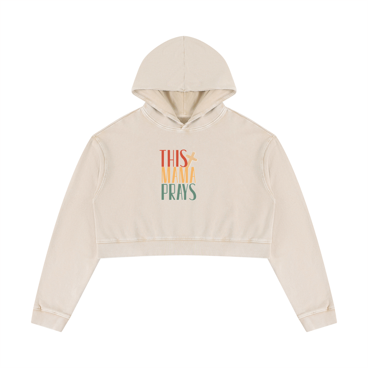 This Mama Prays Women’s Mineral Washed Crop Hoodie