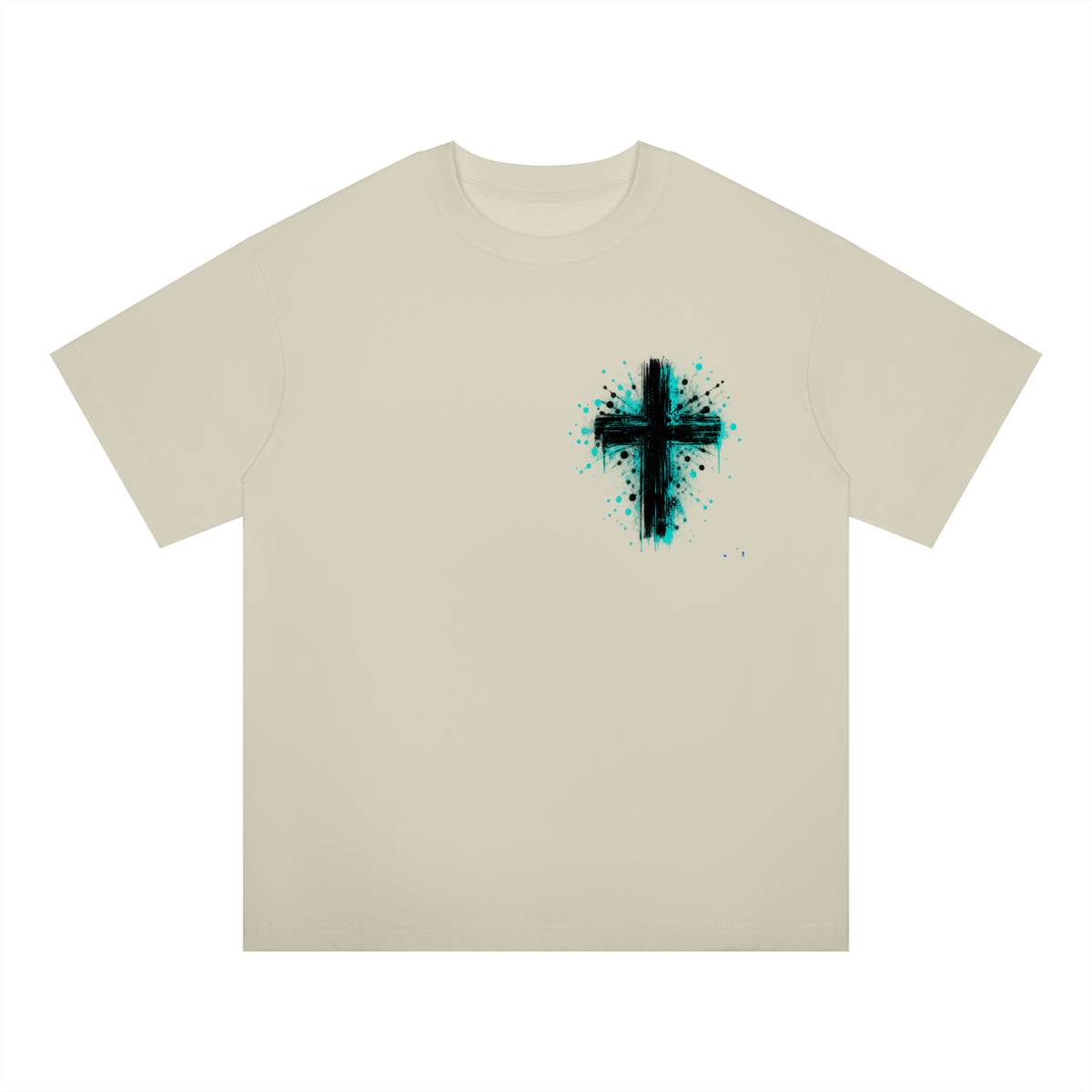 Men's Coloured Splatter Cross Oversized Drop Shoulder T-Shirt