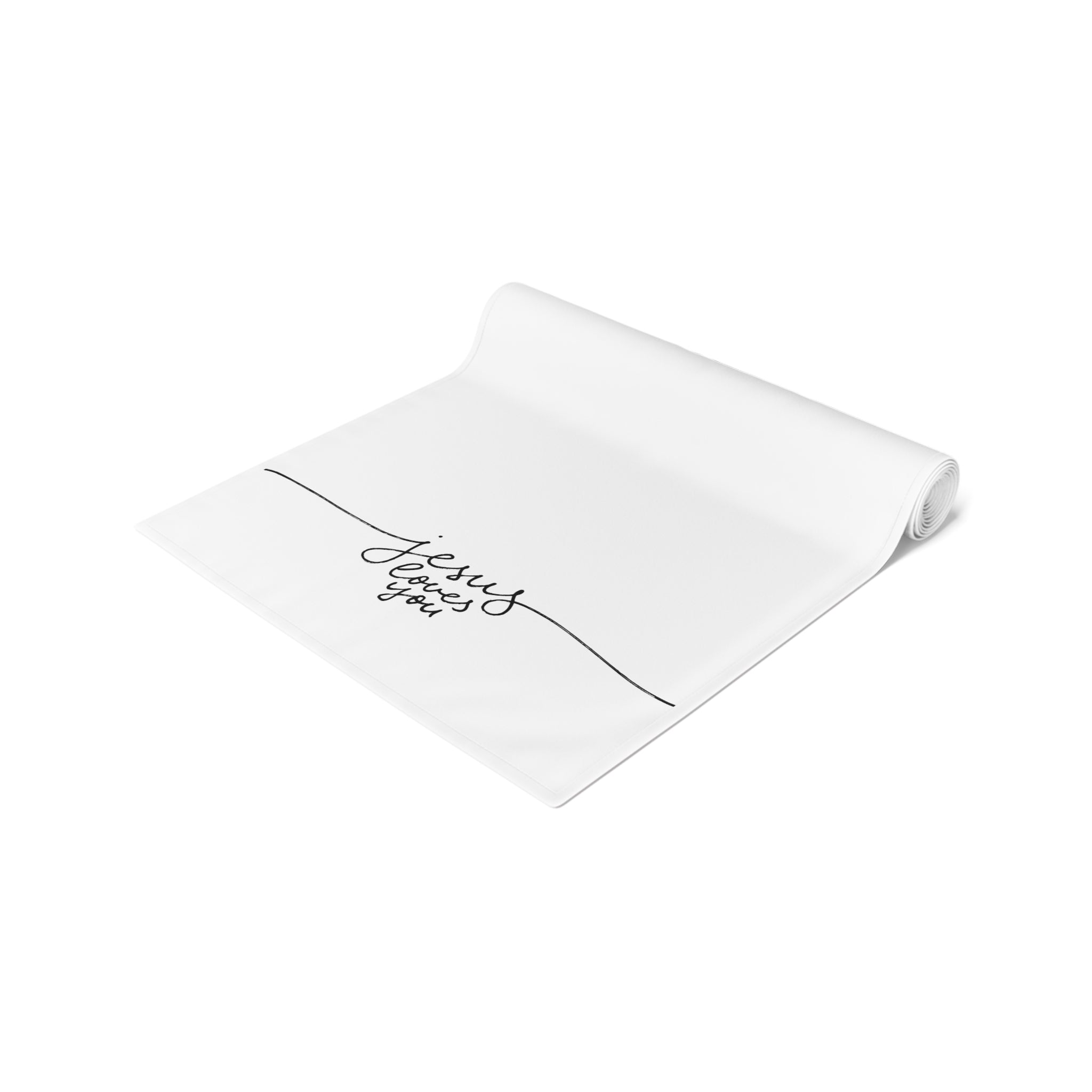 'Jesus Saves' Minimalist Cotton-Poly Table Runner — Faith-Inspired Dining Decor
