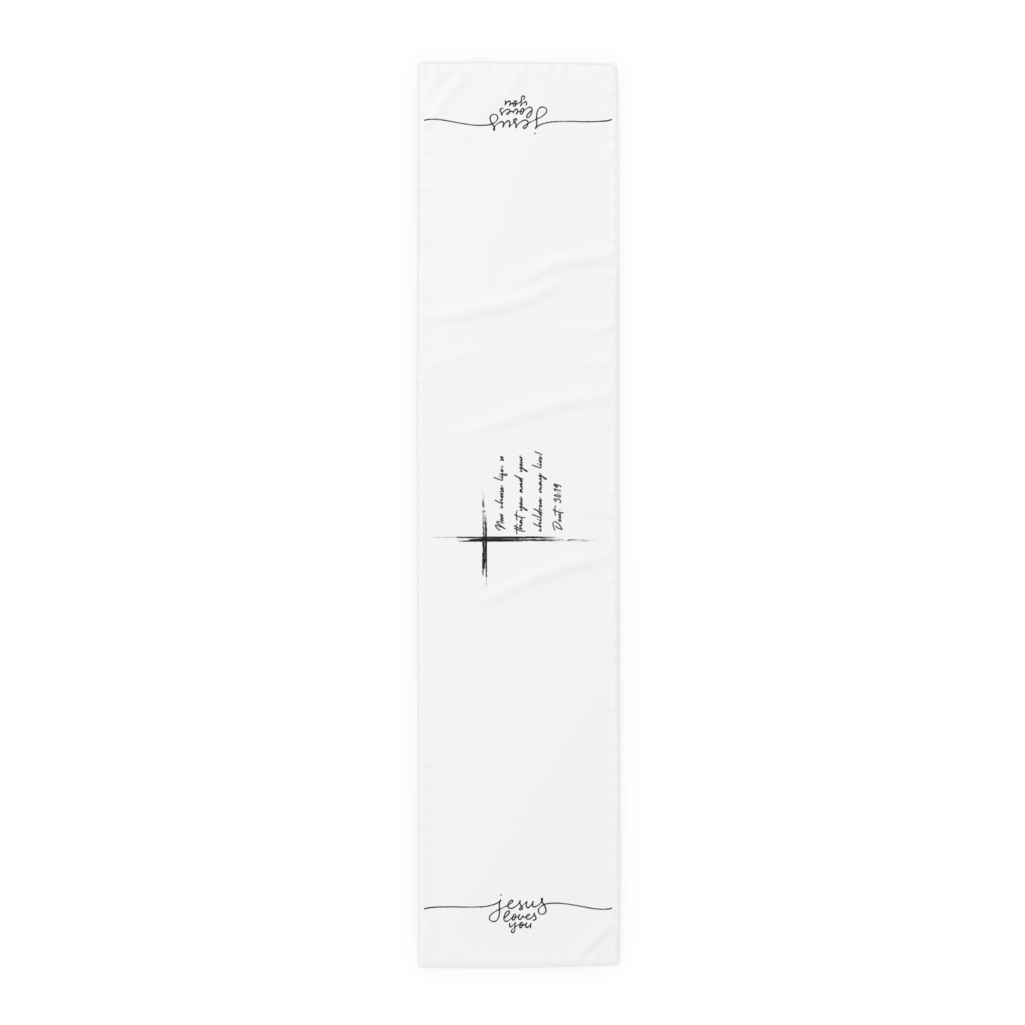 'Jesus Saves' Minimalist Cotton-Poly Table Runner — Faith-Inspired Dining Decor