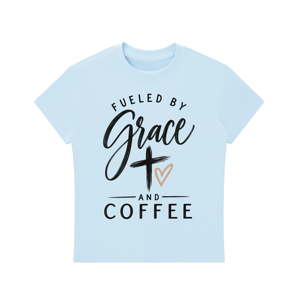 Fueled by Grace and Coffee Essential Bodycon Crewneck T-Shirt