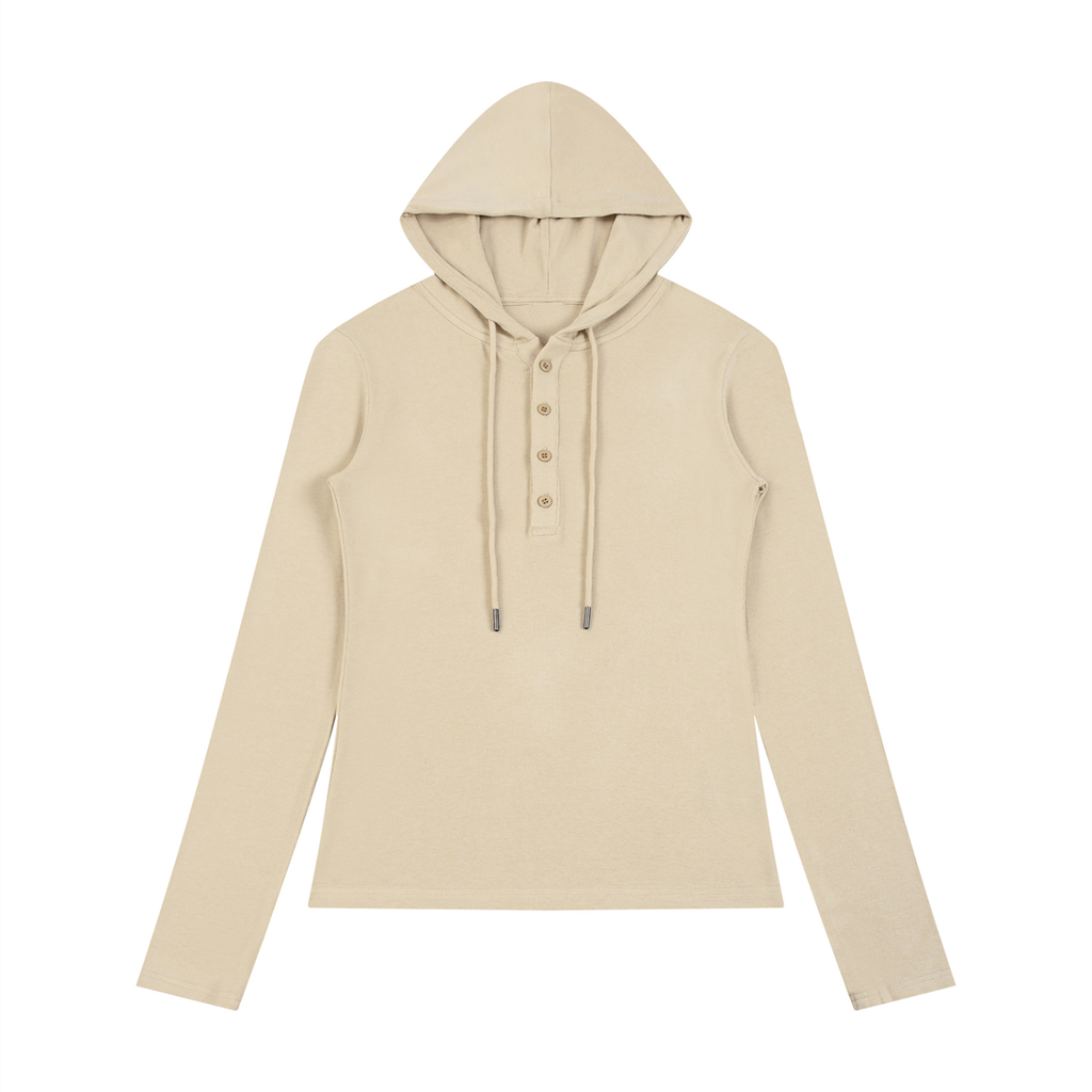 Reta's Slim Half-Button Long Sleeve T-Shirt