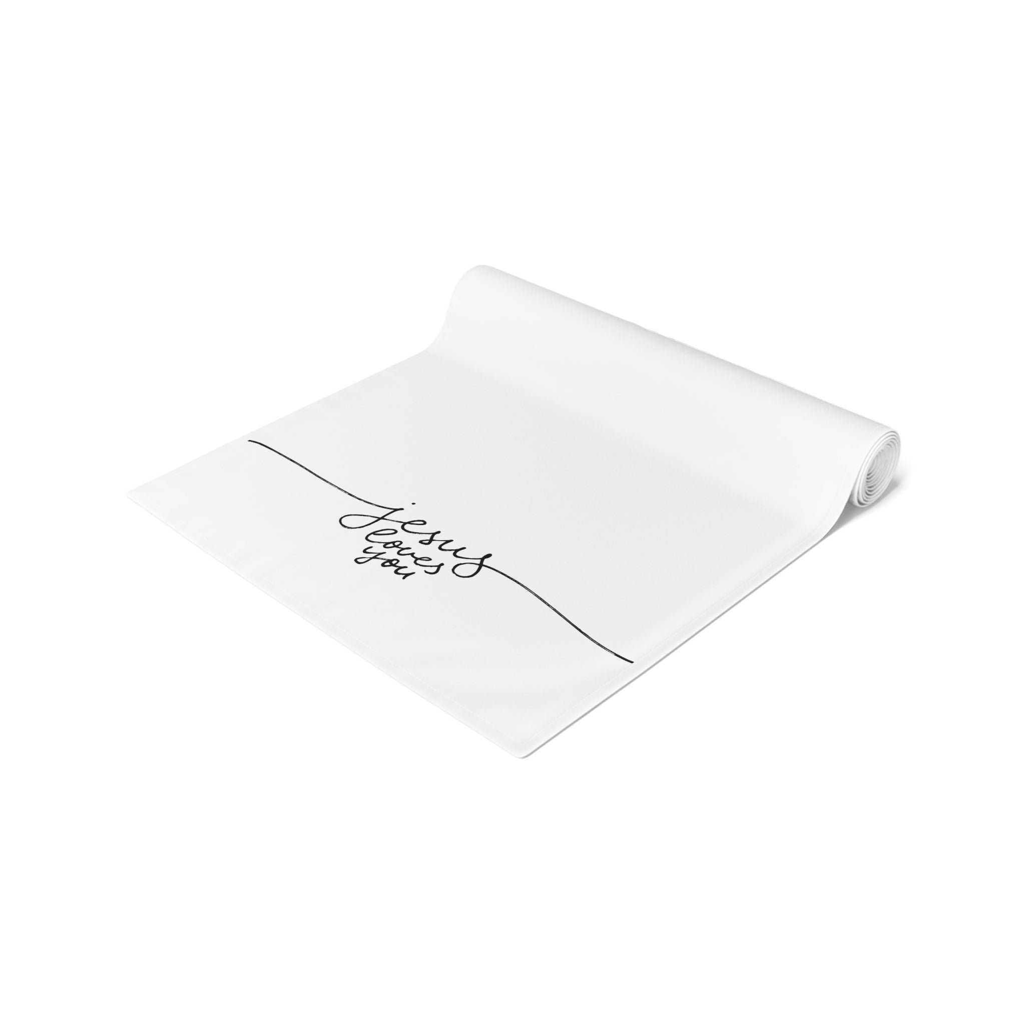'Jesus Saves' Minimalist Cotton-Poly Table Runner — Faith-Inspired Dining Decor