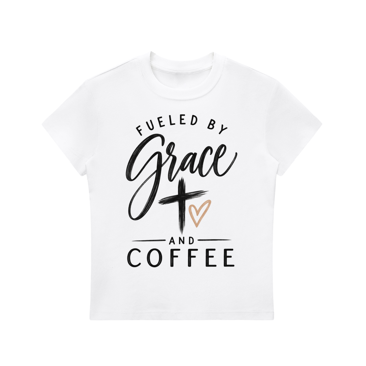 Fueled by Grace and Coffee Essential Bodycon Crewneck T-Shirt