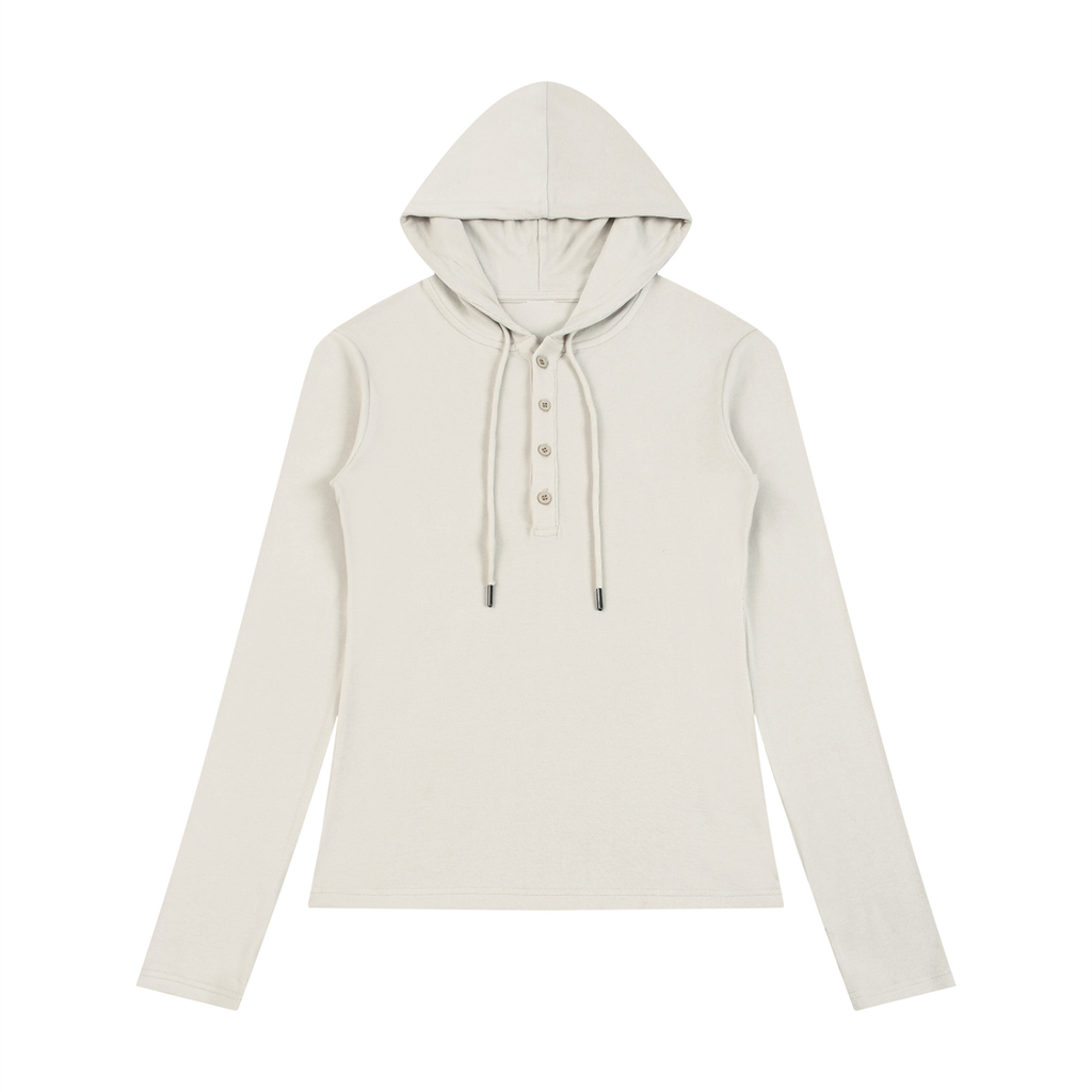 Reta's Slim Half-Button Long Sleeve T-Shirt