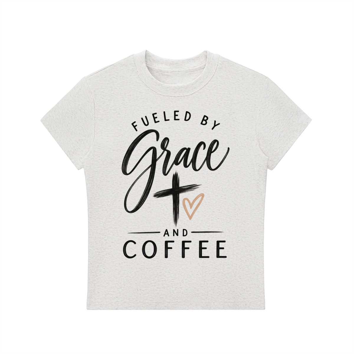 Fueled by Grace and Coffee Essential Bodycon Crewneck T-Shirt