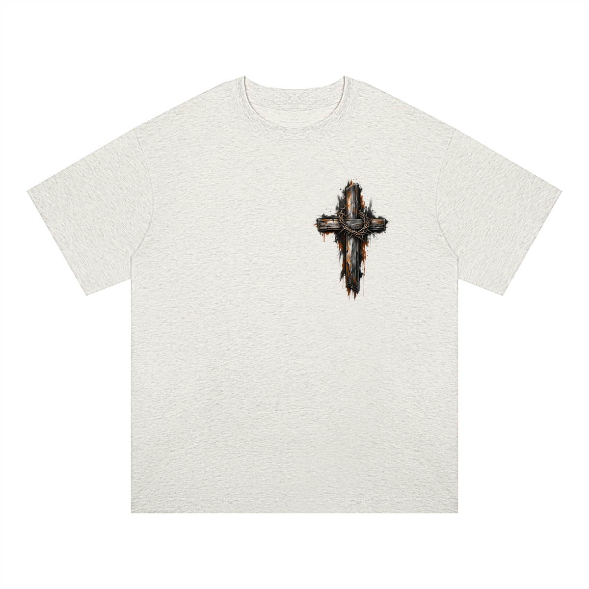 Men's Wooden Cross Oversized Drop Shoulder T-Shirt