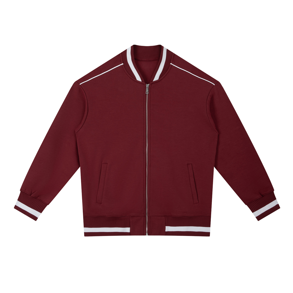 Cast Your Anxiety On Him Contrast Piping Zip Bomber Jacket