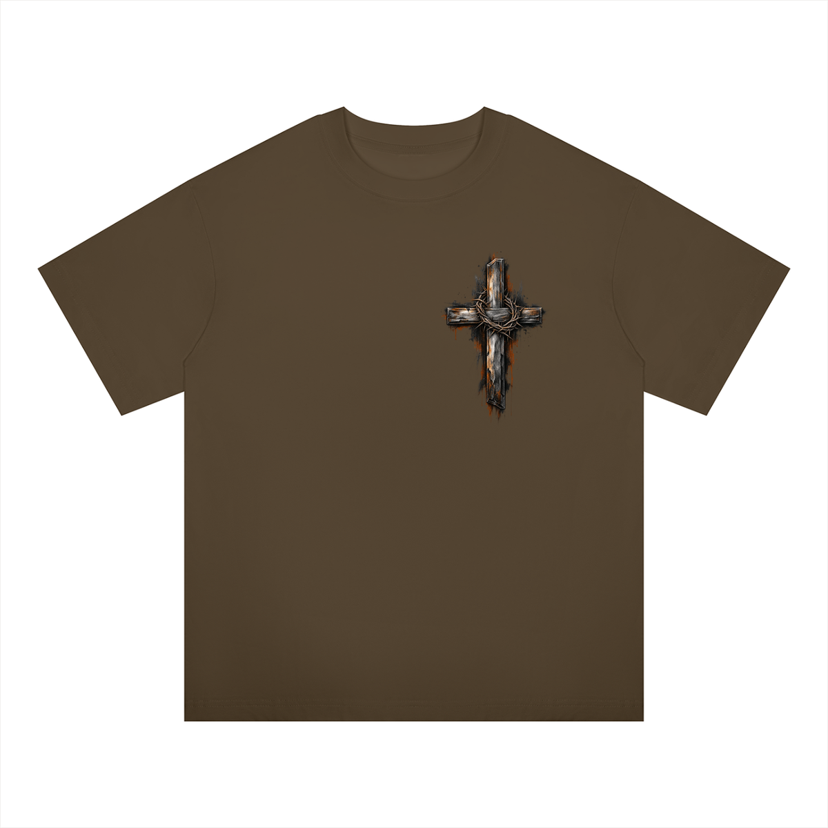 Men's Wooden Cross Oversized Drop Shoulder T-Shirt