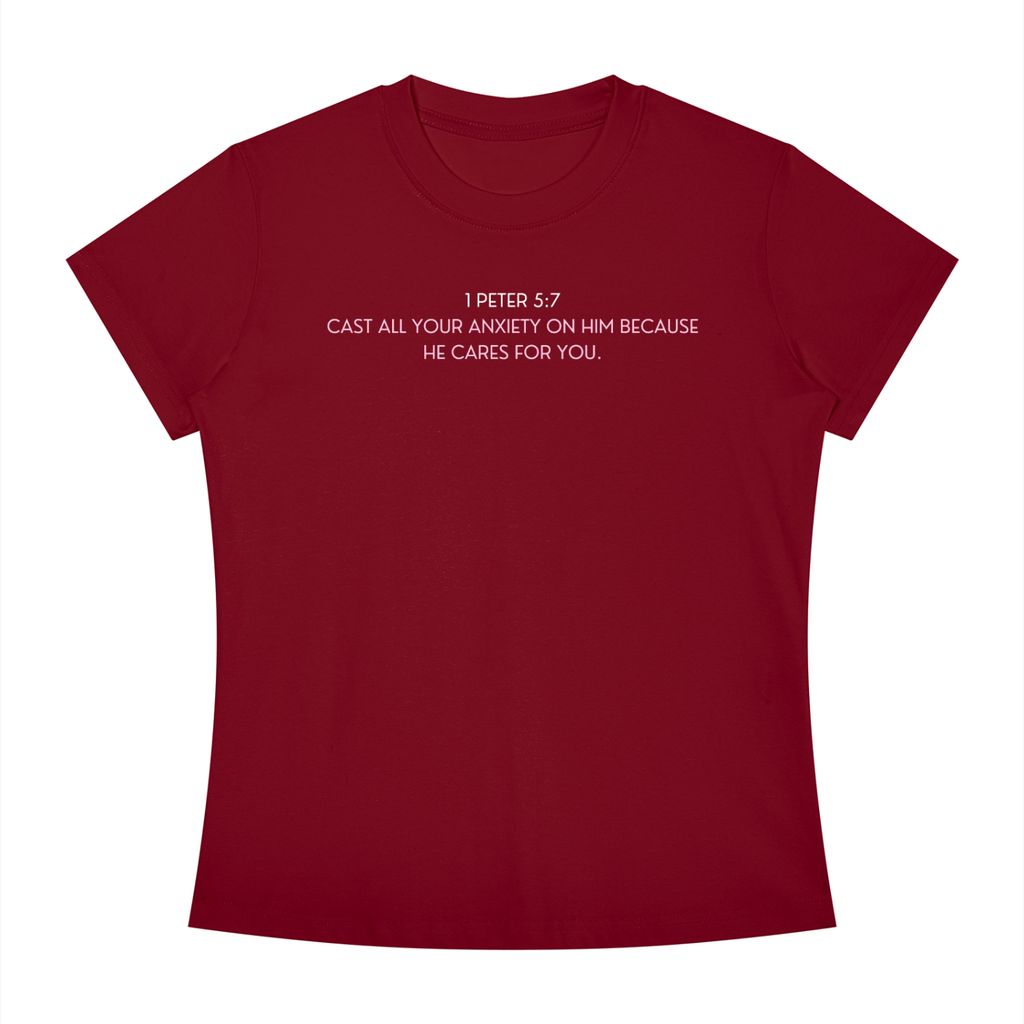 Cast Your Anxiety On Him Women's Slim Fit Crewneck T-Shirt