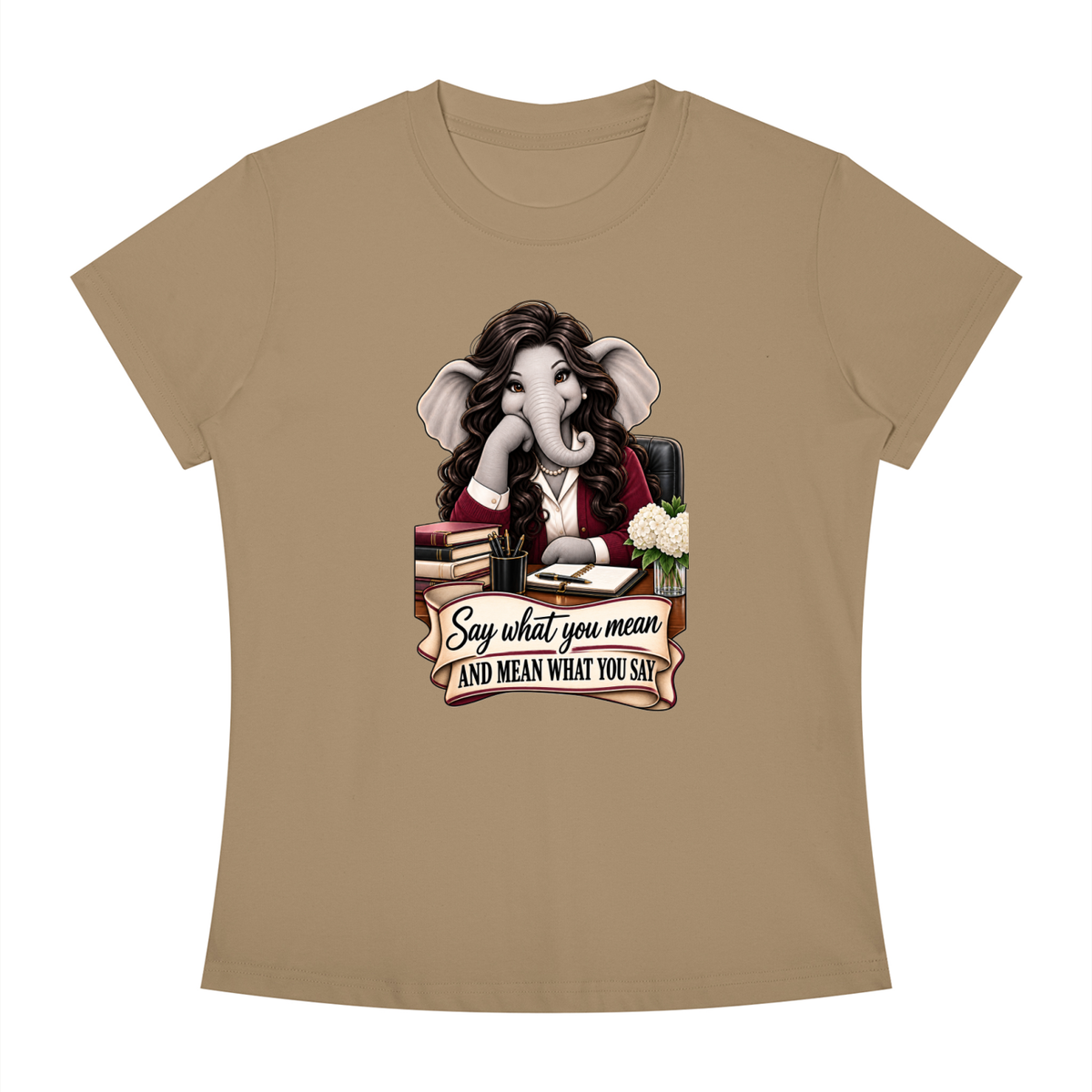 Linda's Say What You Mean Women's Slim Fit Crewneck T-Shirt