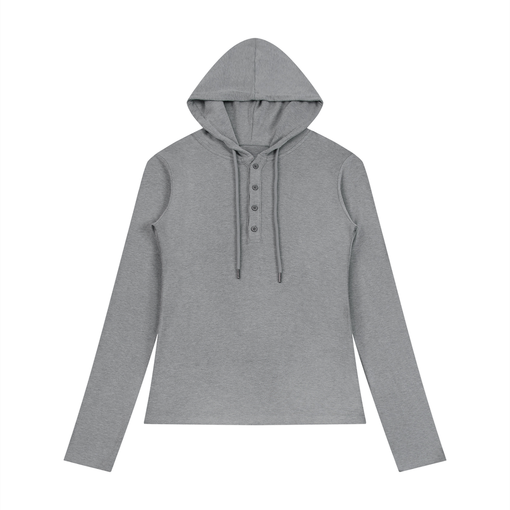 Reta's Slim Half-Button Long Sleeve T-Shirt