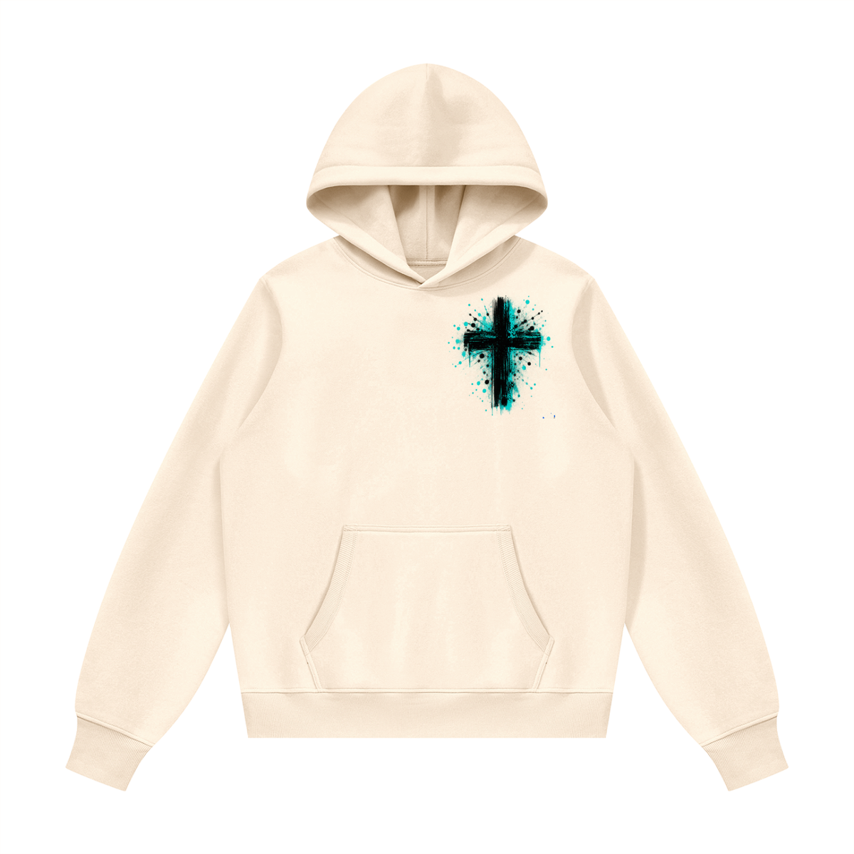 Men's Coloured Splatter Cross Fleece Regular Shoulder Hoodie