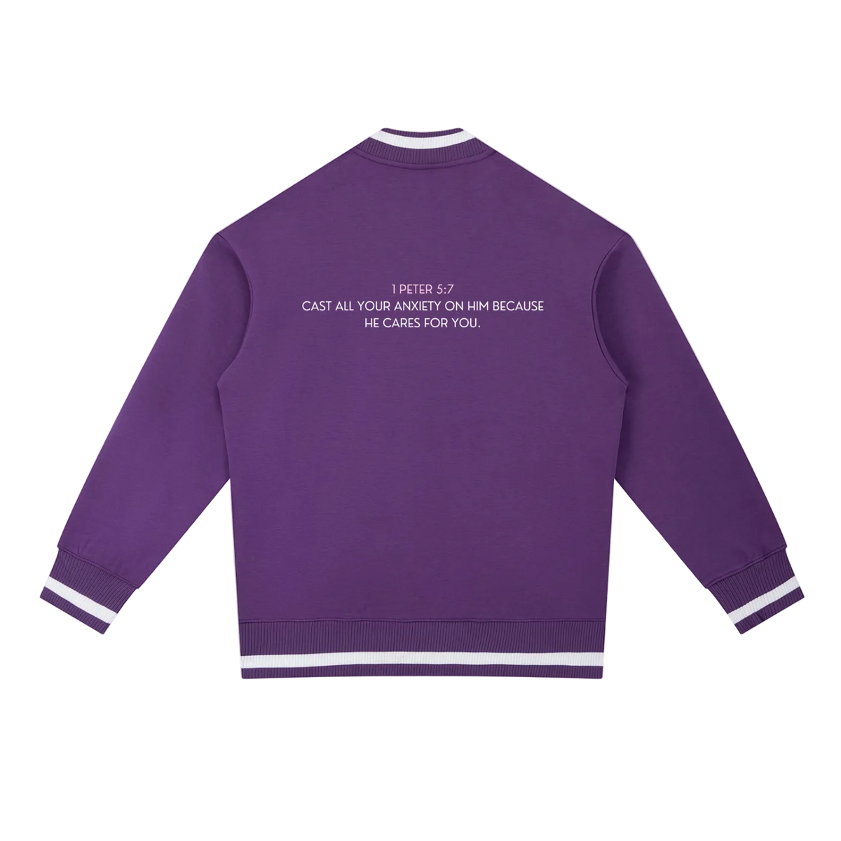Cast Your Anxiety On Him Contrast Piping Zip Bomber Jacket