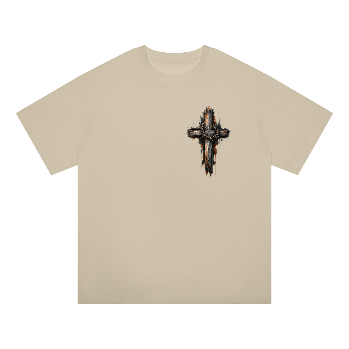 Men's Wooden Cross Oversized Drop Shoulder T-Shirt