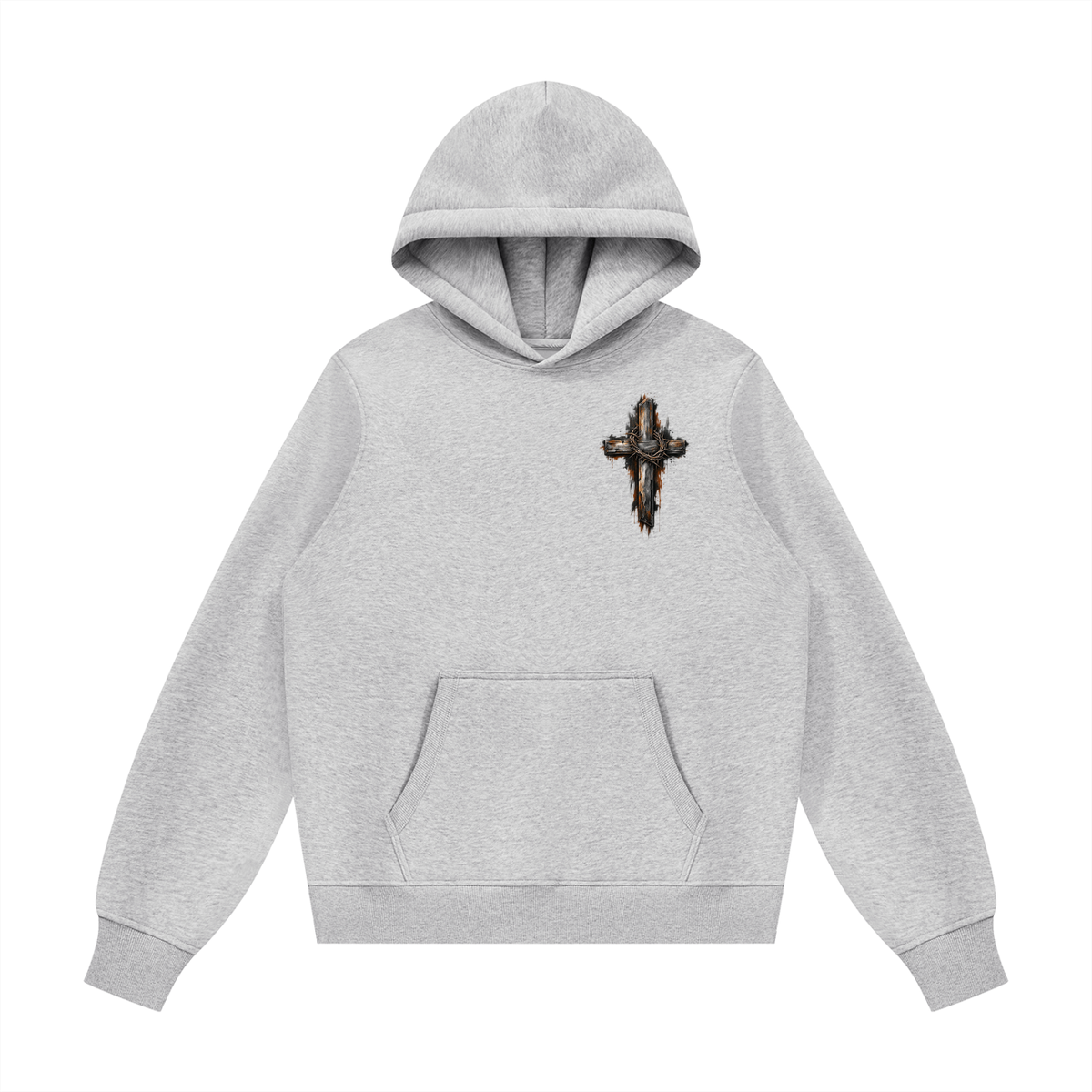 Men's Wooden Cross Fleece Regular Shoulder Hoodie