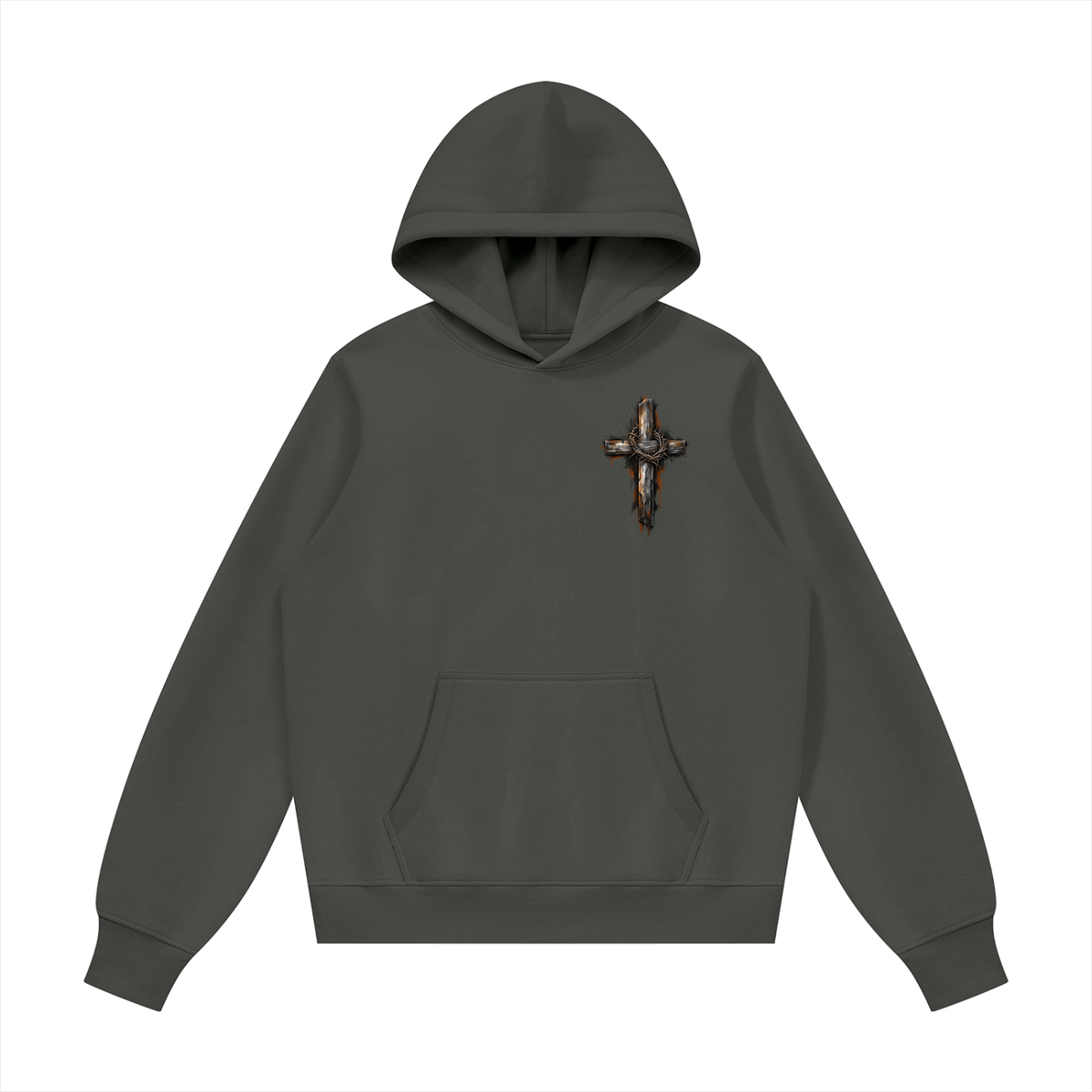 Men's Wooden Cross Fleece Regular Shoulder Hoodie