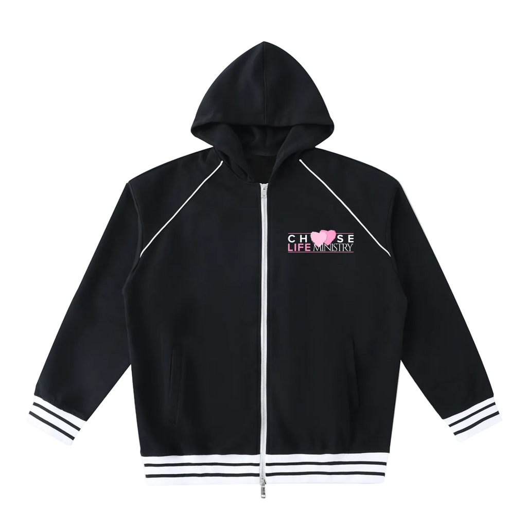 Choose Life Ministry Striped Trim Zip-Up Hoodie