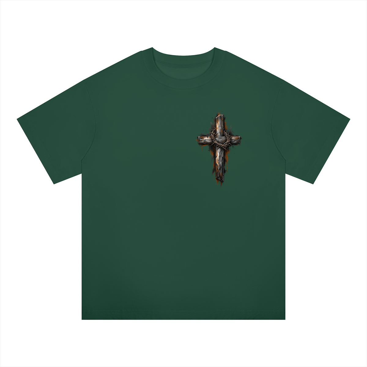 Men's Wooden Cross Oversized Drop Shoulder T-Shirt