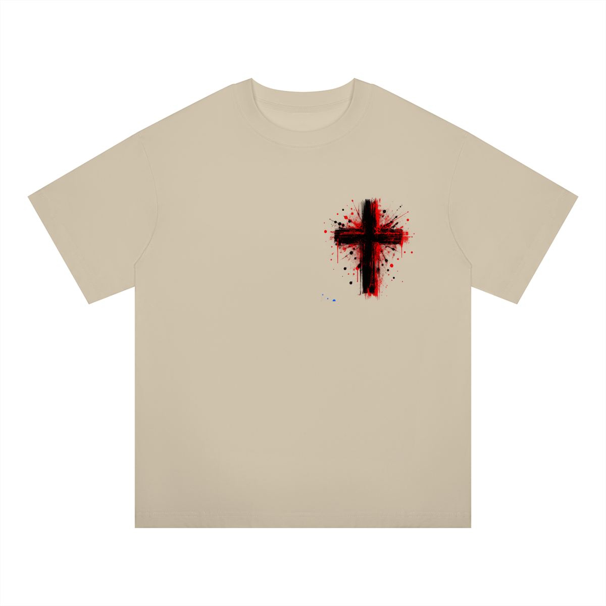 Men's Coloured Splatter Cross Oversized Drop Shoulder T-Shirt