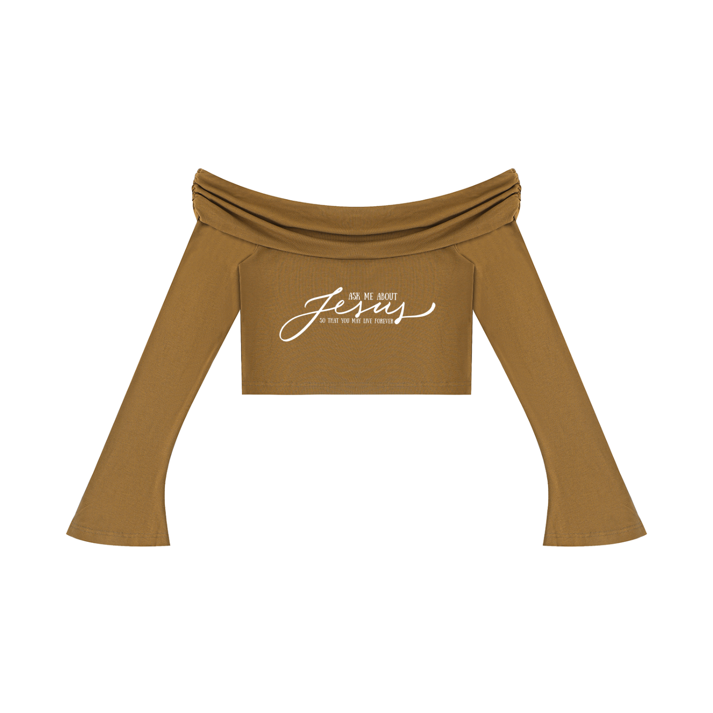 Women's Off-the-Shoulder Bell Sleeve Crop T-Shirt