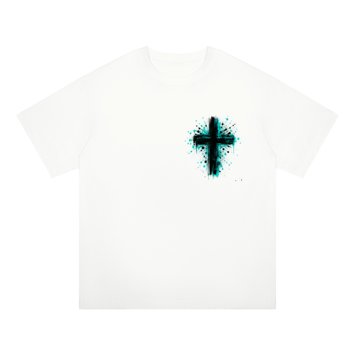 Men's Coloured Splatter Cross Oversized Drop Shoulder T-Shirt