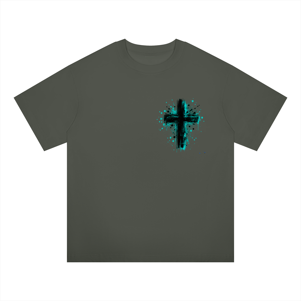 Men's Coloured Splatter Cross Oversized Drop Shoulder T-Shirt