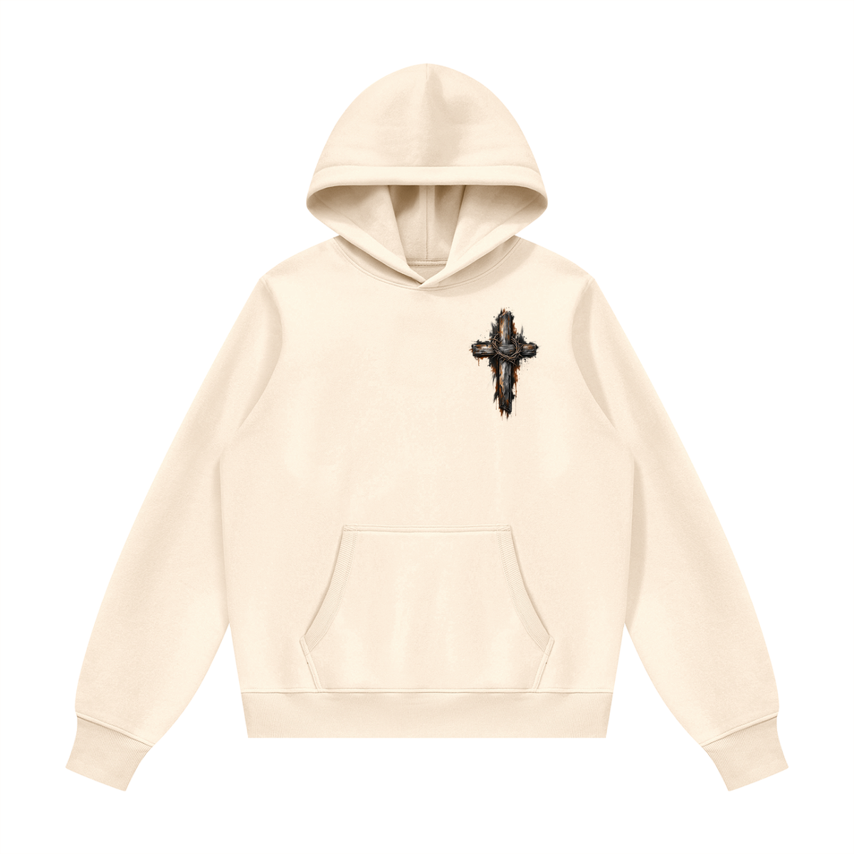 Men's Wooden Cross Fleece Regular Shoulder Hoodie