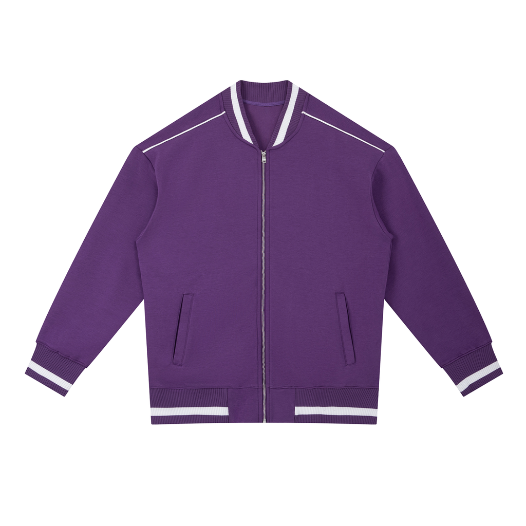 Cast Your Anxiety On Him Contrast Piping Zip Bomber Jacket