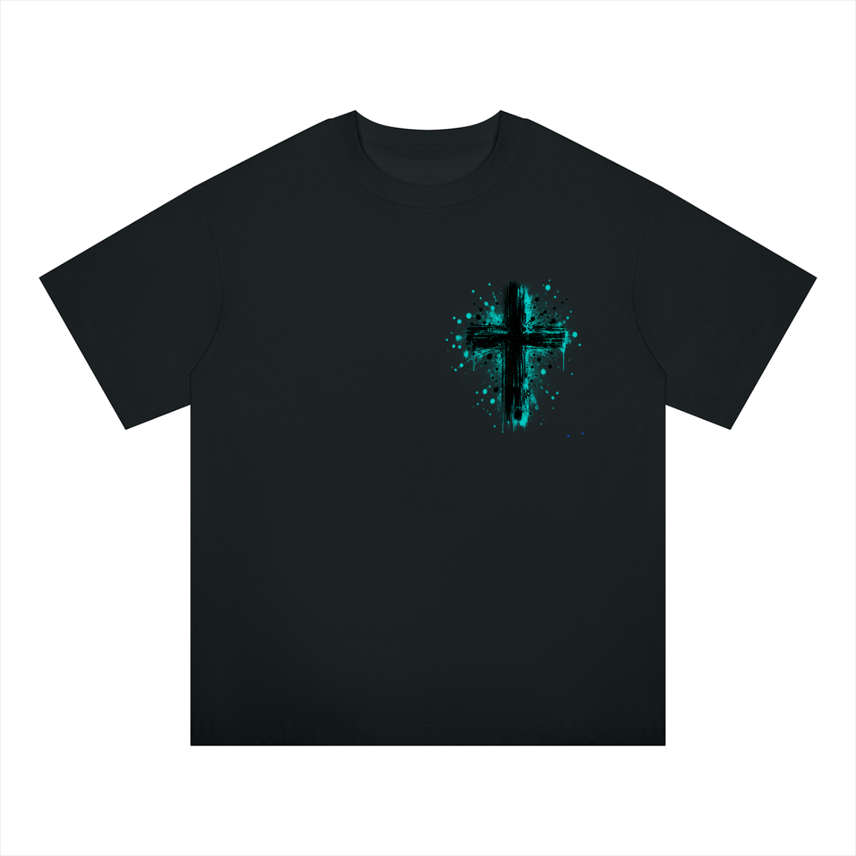 Men's Coloured Splatter Cross Oversized Drop Shoulder T-Shirt
