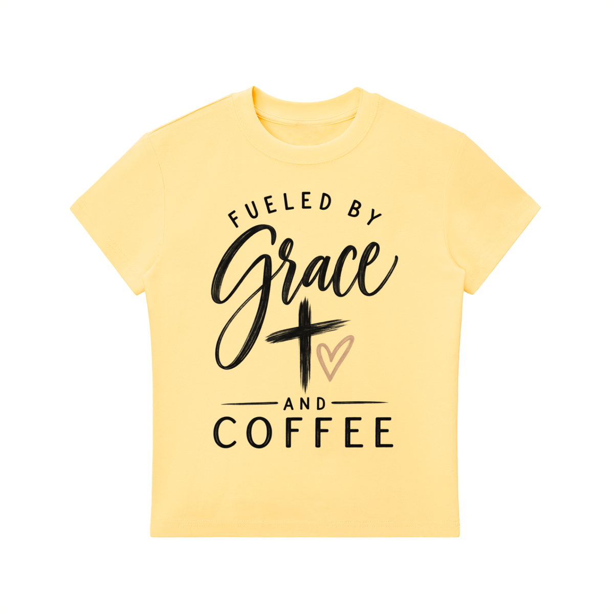 Fueled by Grace and Coffee Essential Bodycon Crewneck T-Shirt
