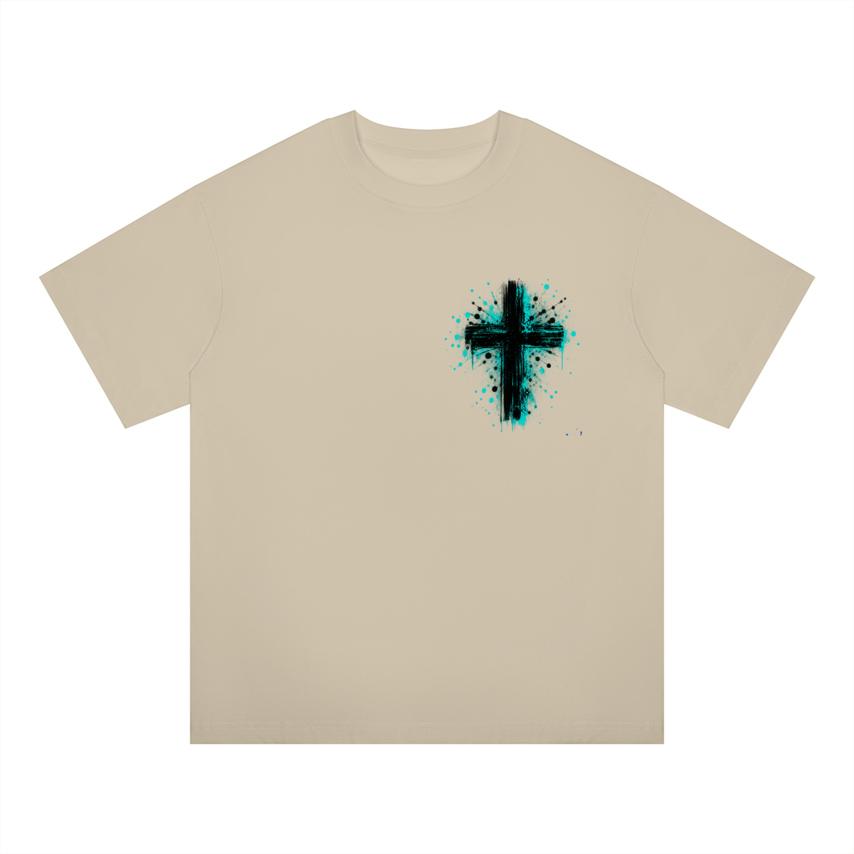 Men's Coloured Splatter Cross Oversized Drop Shoulder T-Shirt