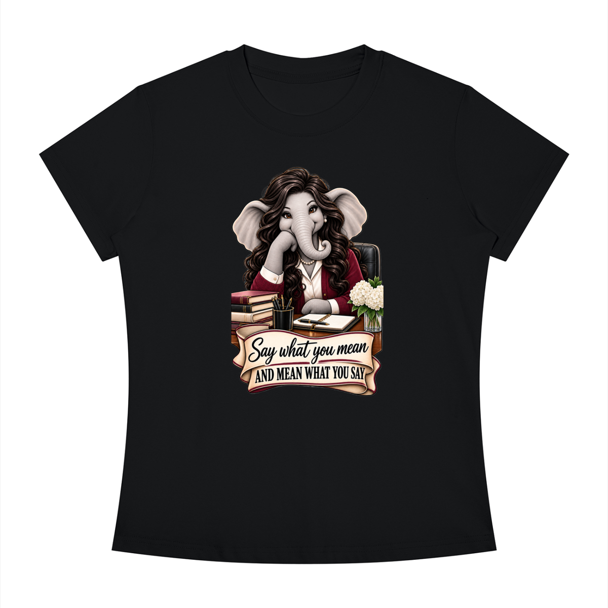 Linda's Say What You Mean Women's Slim Fit Crewneck T-Shirt