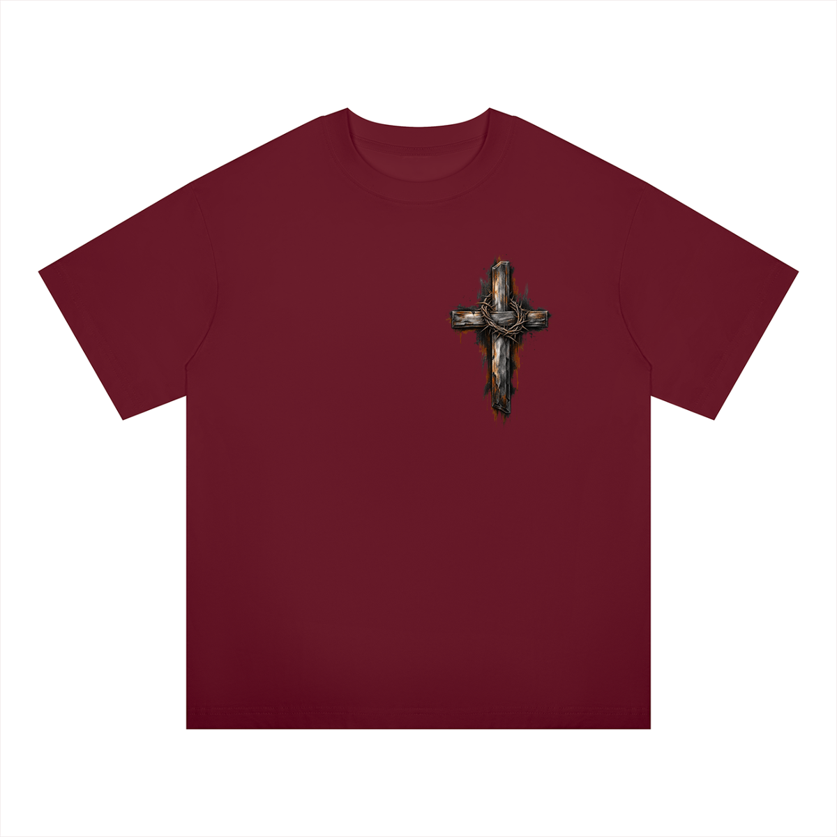 Men's Wooden Cross Oversized Drop Shoulder T-Shirt