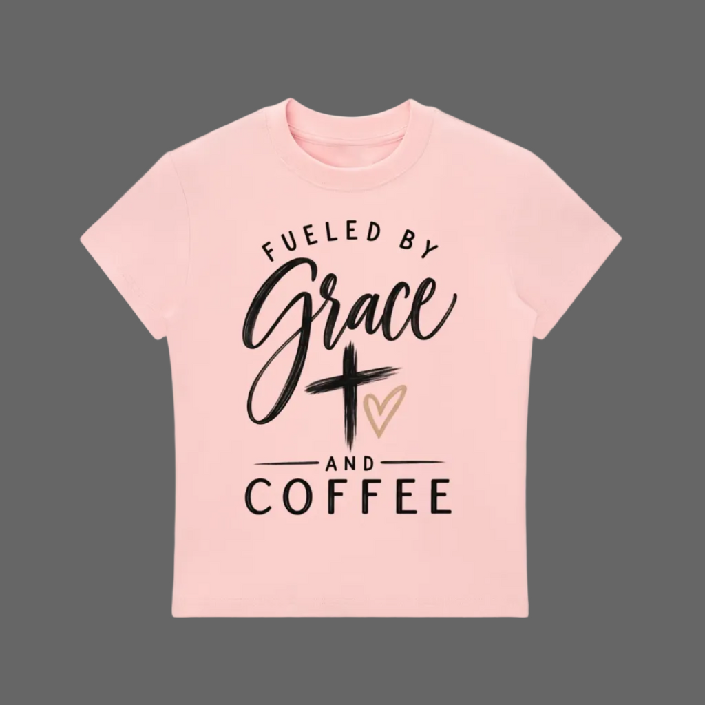 Fueled by Grace and Coffee Essential Bodycon Crewneck T-Shirt