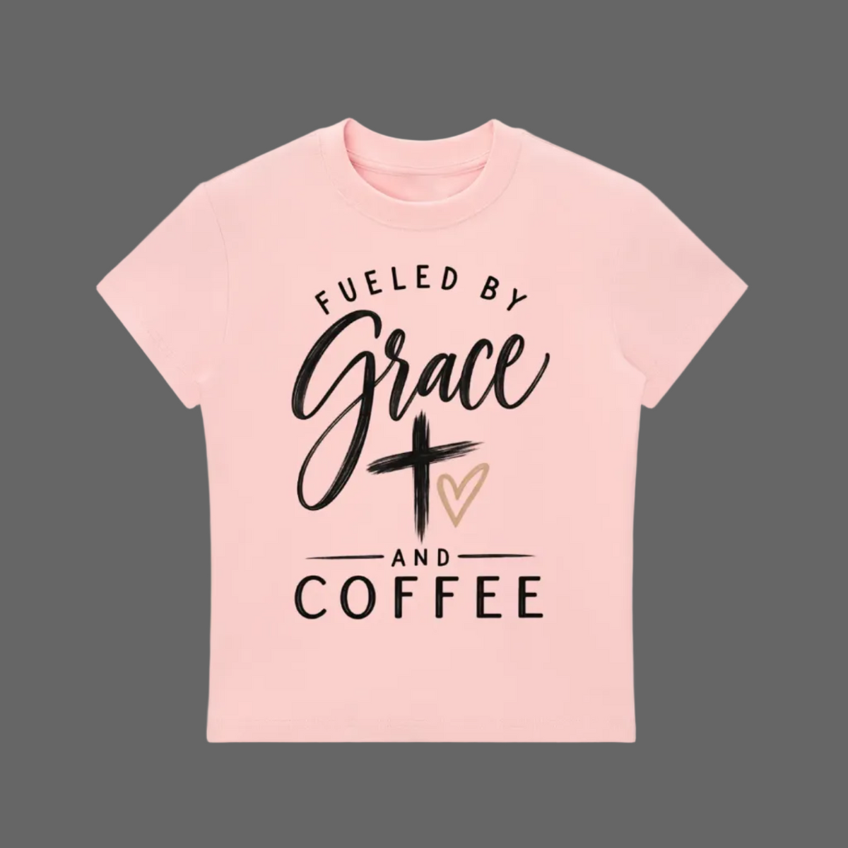 Fueled by Grace and Coffee Essential Bodycon Crewneck T-Shirt