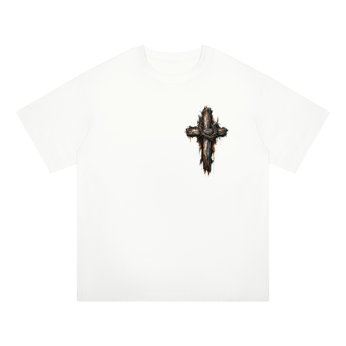Men's Wooden Cross Oversized Drop Shoulder T-Shirt