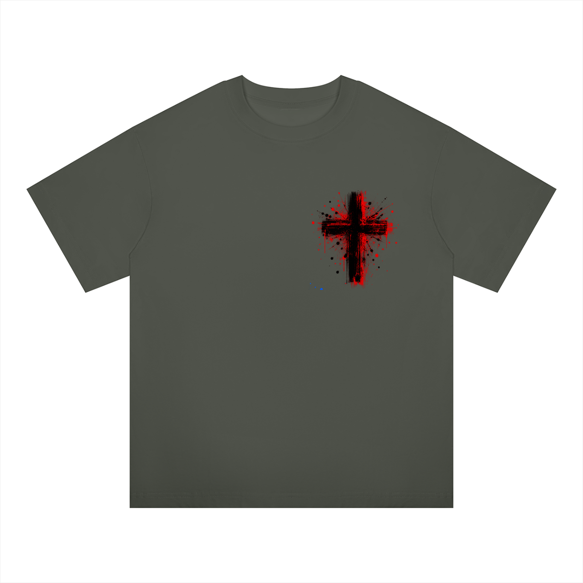 Men's Coloured Splatter Cross Oversized Drop Shoulder T-Shirt