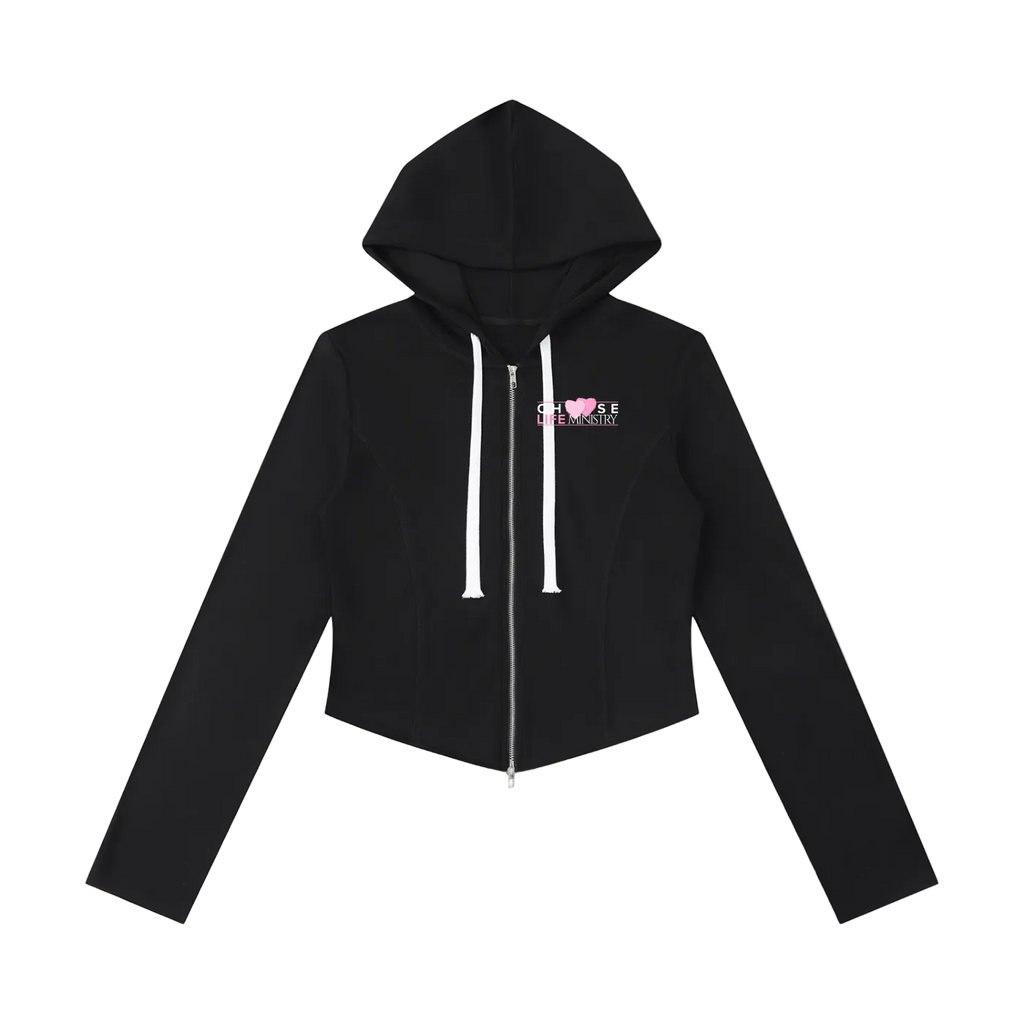Choose Life Ministry Women's Slim Cropped Full Zip Hoodie