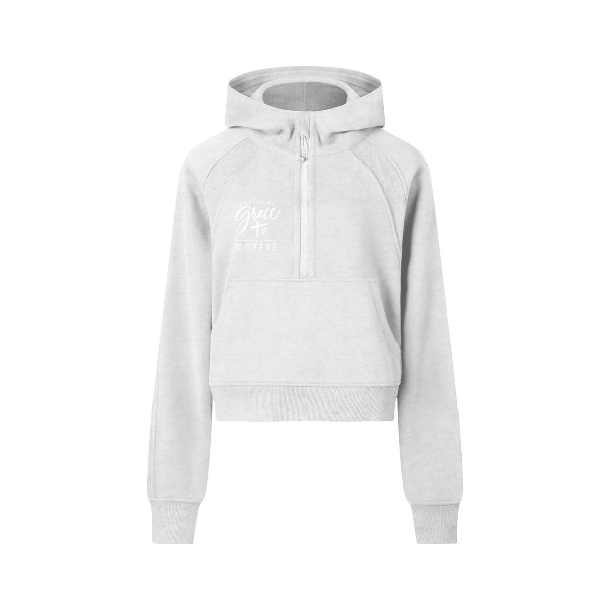 Fueled by Grace and Coffee Cropped Half-Zip Hoodie