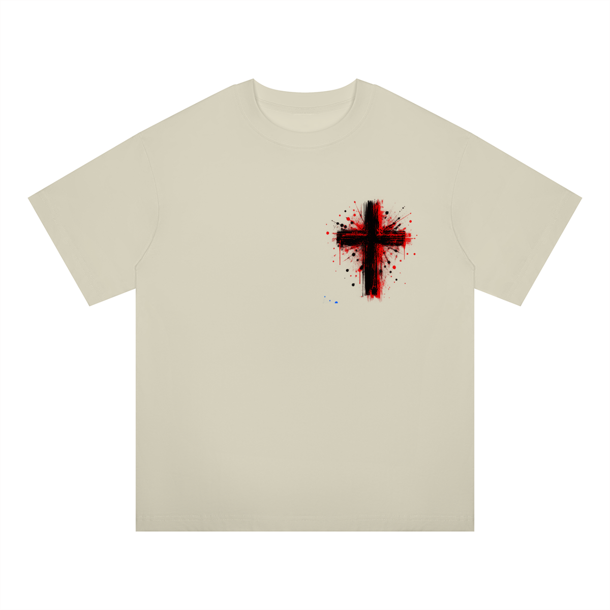 Men's Coloured Splatter Cross Oversized Drop Shoulder T-Shirt