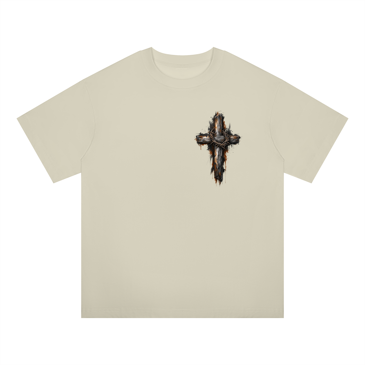 Men's Wooden Cross Oversized Drop Shoulder T-Shirt