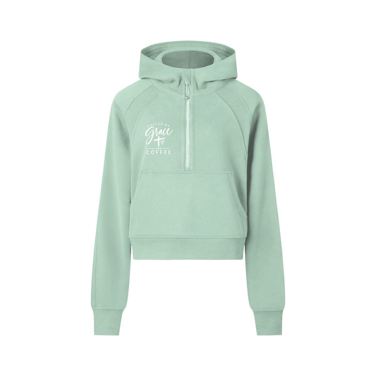 Fueled by Grace and Coffee Cropped Half-Zip Hoodie