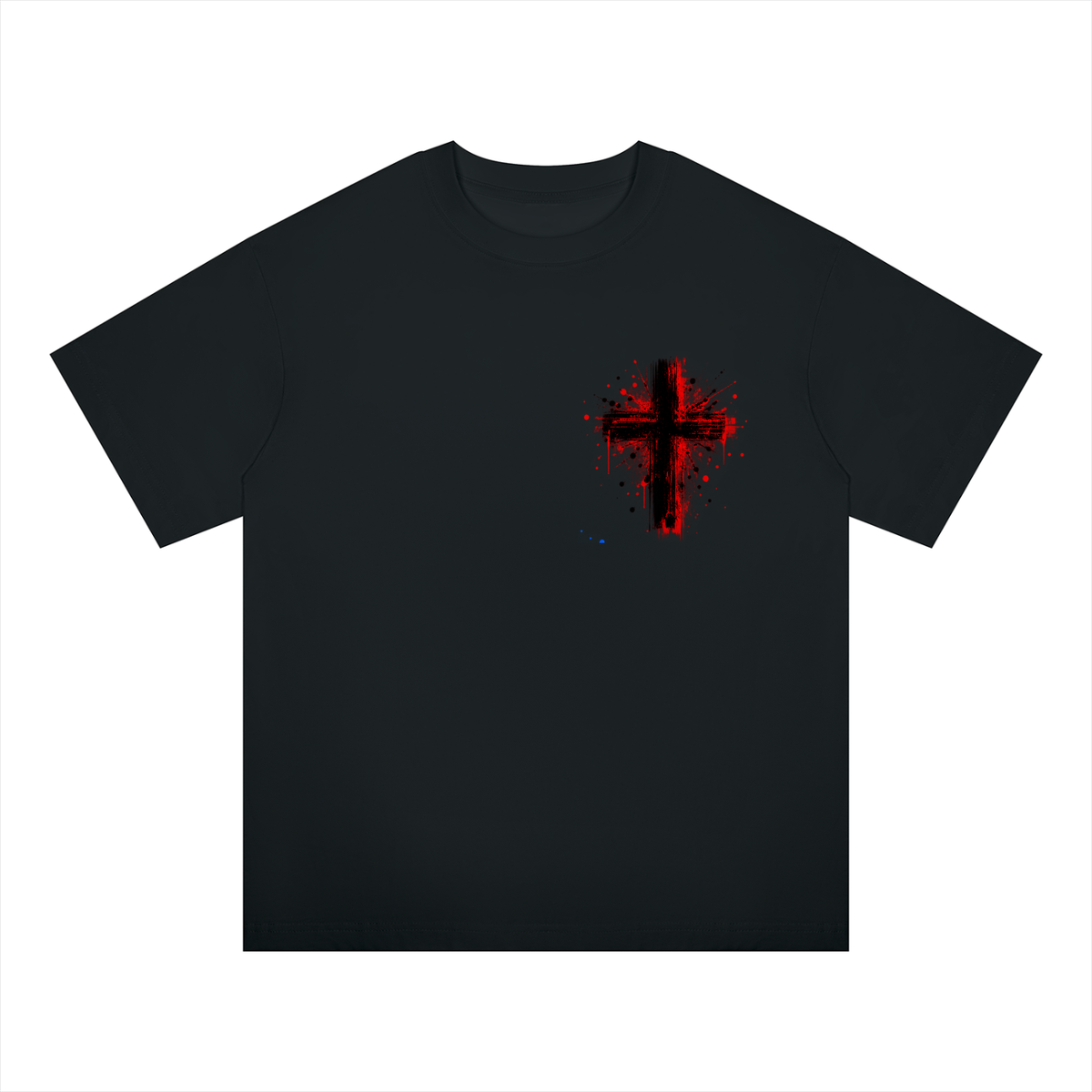 Men's Coloured Splatter Cross Oversized Drop Shoulder T-Shirt