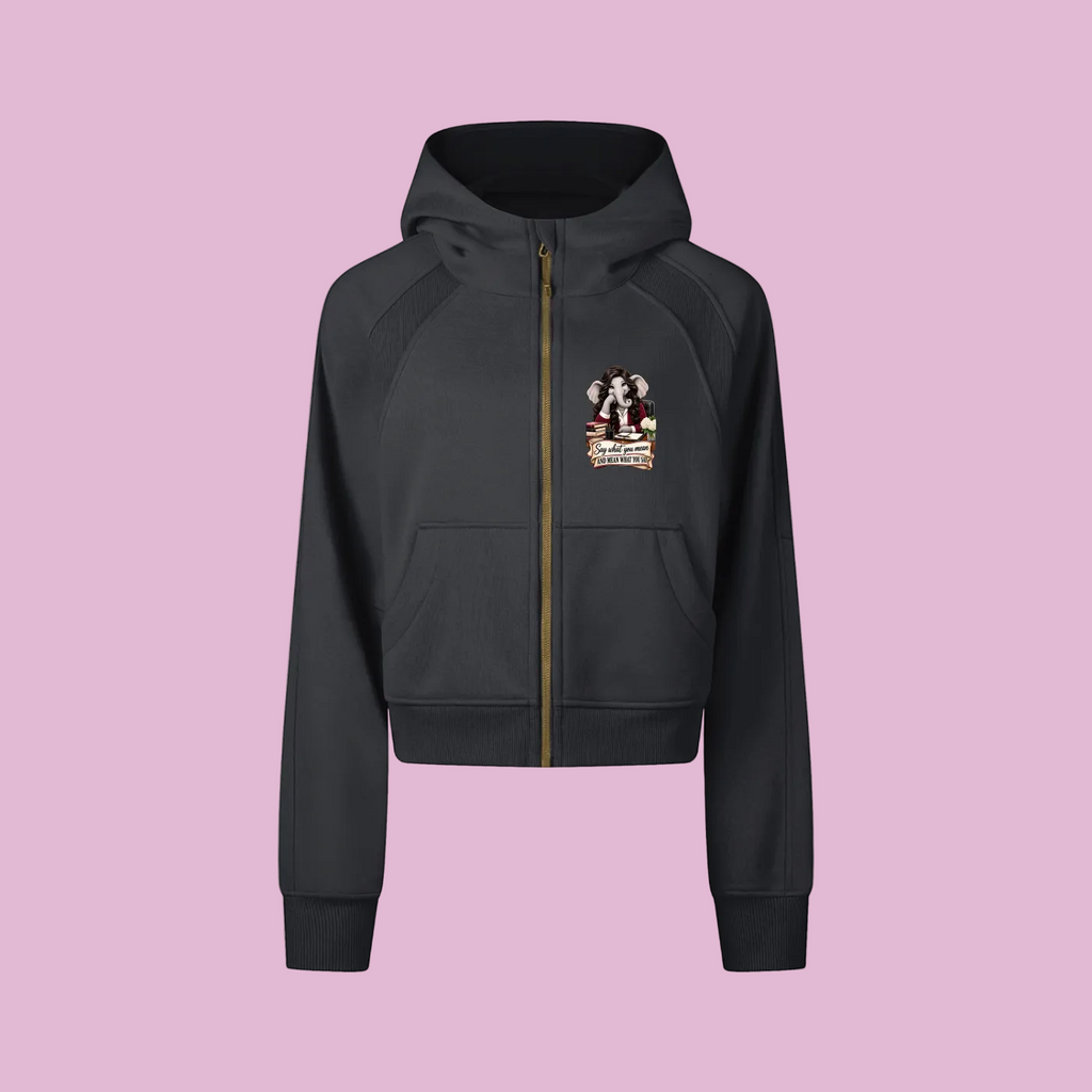 Linda's Say What You Mean Cropped Zip-Through Hoodie