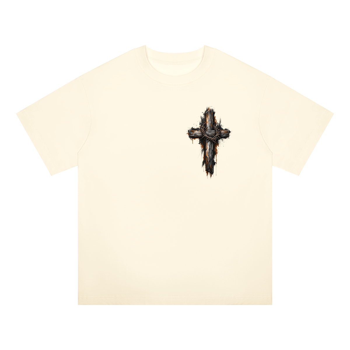 Men's Wooden Cross Oversized Drop Shoulder T-Shirt