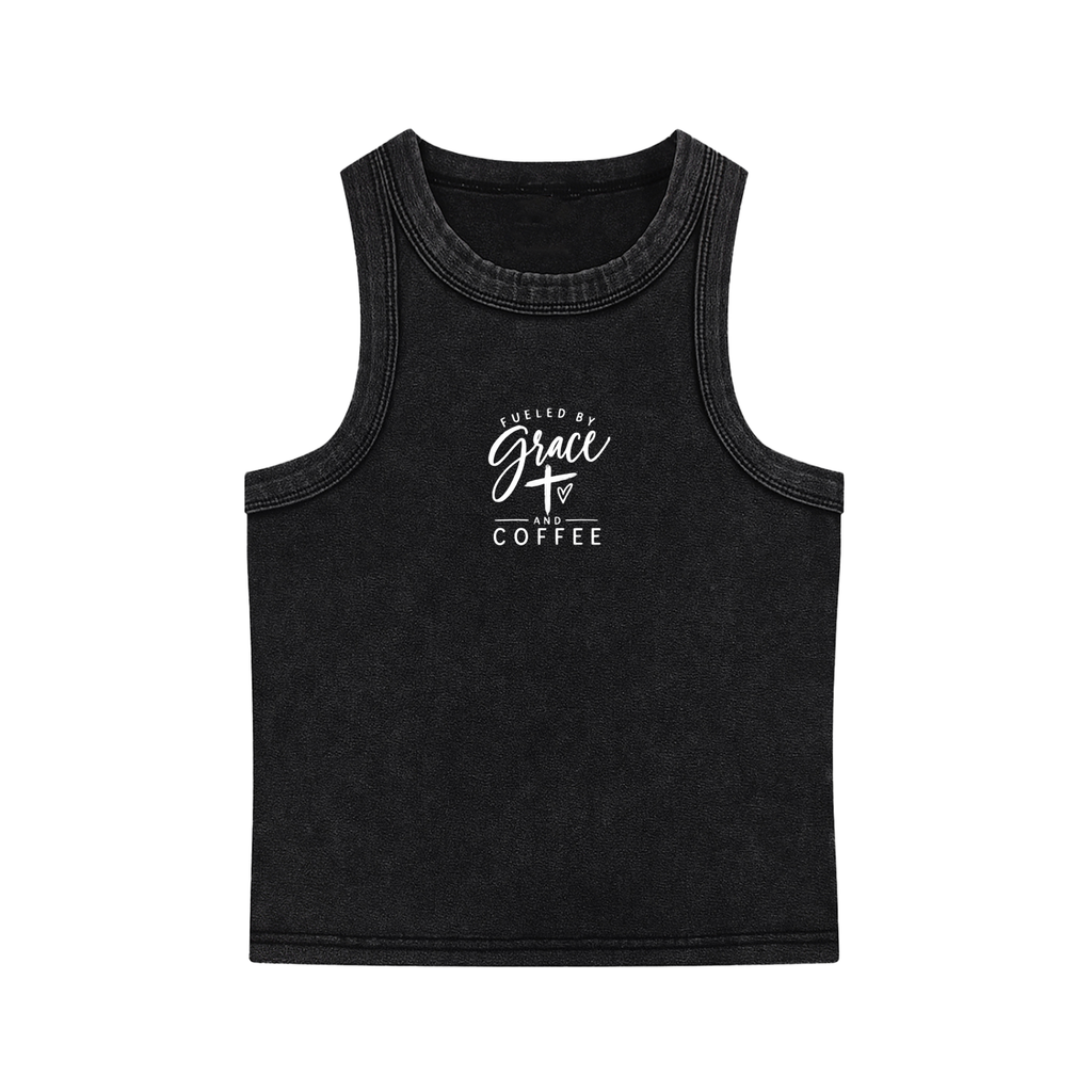 Fueled by Grace and Coffee Snow Washed Tank Top