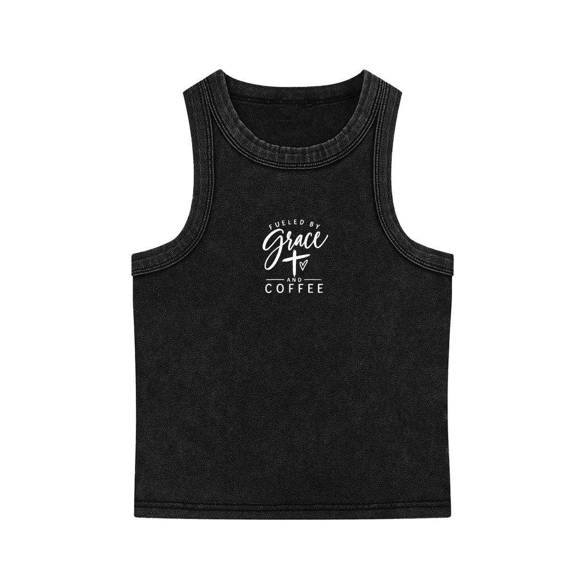 Fueled by Grace and Coffee Snow Washed Tank Top