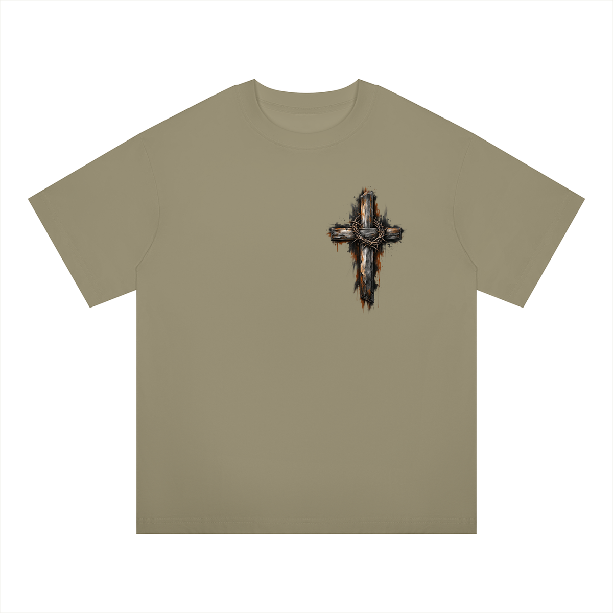 Men's Wooden Cross Oversized Drop Shoulder T-Shirt